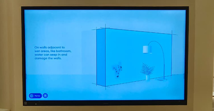 touchscreen module explaining waterproofing and wall protection for premium home buyers